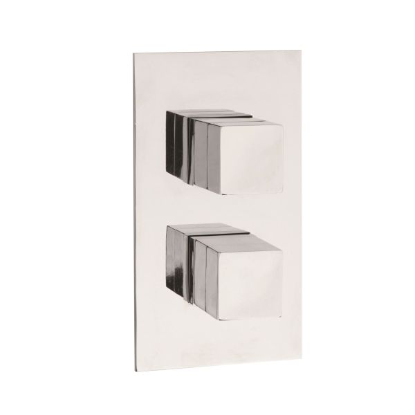 Twin Thermostatic Shower Valve With Diverter - Hudson Reed SQR3207 Chrome, Chrome colour ,image 1