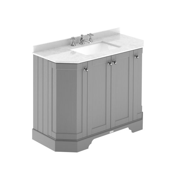 1000mm 4-Door Angled Unit & Marble Top 3TH - Hudson Reed LOF286 Storm Grey, Grey colour ,image 1
