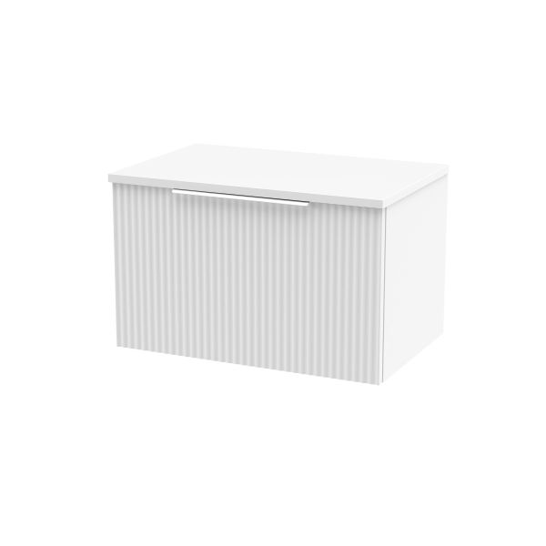 600mm Wall Hung Single Drawer Vanity & Worktop - Hudson Reed DFF194W White, White colour ,image 1