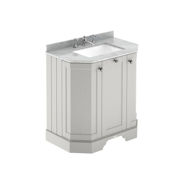 750mm 3-Door Angled Unit & Marble Top 3TH - Hudson Reed LOF413 Timeless Sand, Grey colour ,image 1