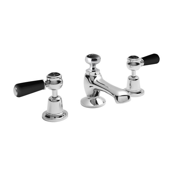 3 Tap Hole Basin Mixer - Hudson Reed BC407DL Chrome, Black/Chrome colour ,image 1