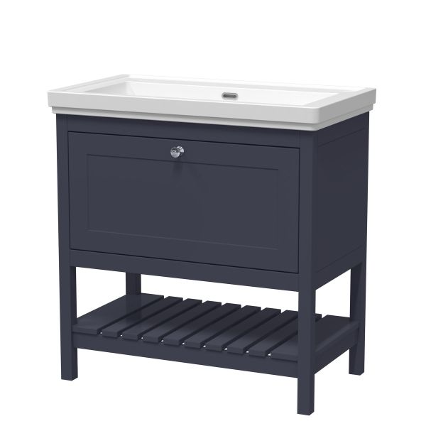 800mm Floor Standing Vanity & Basin 0TH - Hudson Reed BEX327H Blue, Blue colour ,image 1
