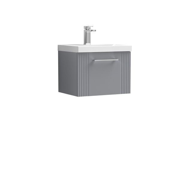 500mm Wall Hung Single Drawer Vanity & Basin 1 - Nuie DPF291A Grey, Grey colour ,image 1