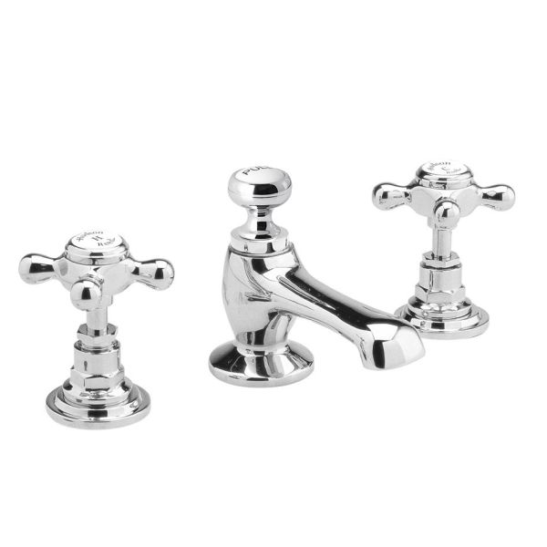3 Tap Hole Basin Mixer - Hudson Reed BC307HX Chrome, Chrome & White colour ,image 1