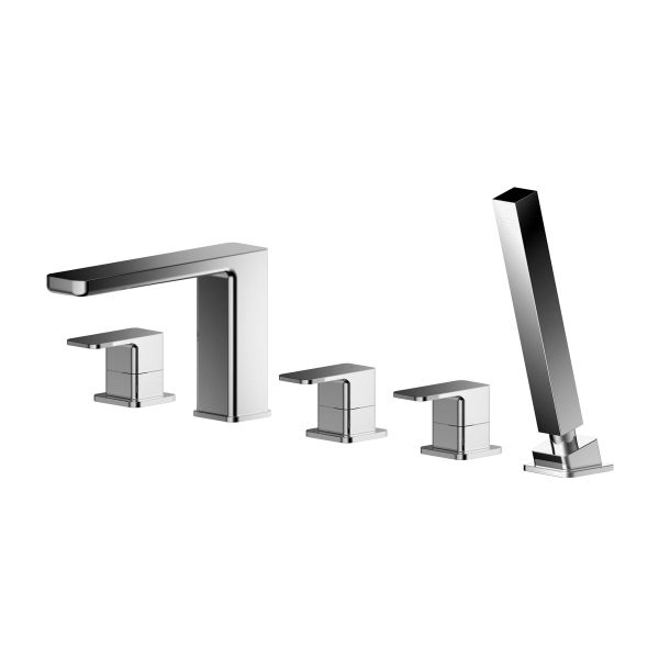 Deck Mounted 5 Tap Hole Bath Shower Mixer - Nuie WIN314 Chrome, Chrome colour ,image 1