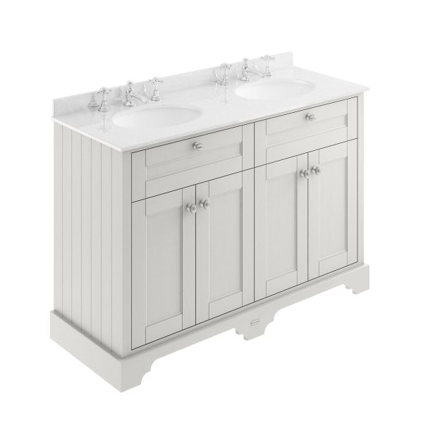 1200mm Cabinet & Double Marble Top (3TH) - Hudson Reed LOF467 Timeless Sand, Grey colour ,image 1