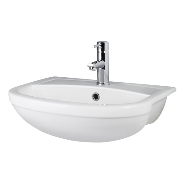 500mm Semi Recessed Basin - Hudson Reed NCH305A White, White colour ,image 1