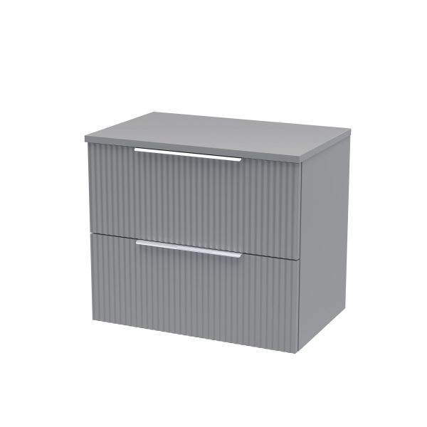 600mm Wall Hung 2 Drawer Vanity & Worktop - Hudson Reed DFF293W Grey, Grey colour ,image 1