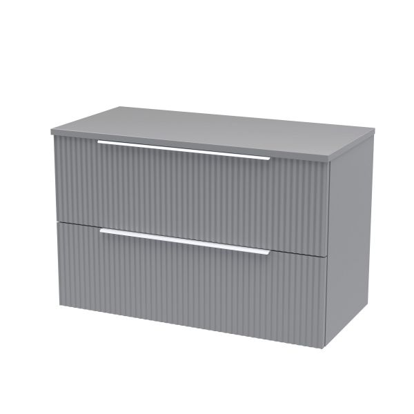 800mm Wall Hung 2 Drawer Vanity & Worktop - Hudson Reed DFF295W Grey, Grey colour ,image 1