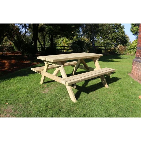 Deluxe Picnic Table 1500 Length By Churnet Valley, Wood colour ,image 1