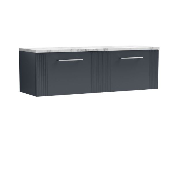 1200 Wall Hung 2-Drawer Vanity & Laminate Worktop - Nuie DPF1494LCM2 Black, Black colour ,image 1