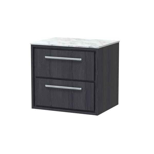 600mm Wall Hung 2-Drawer Vanity with Marble Worktop - Hudson Reed LIL2224CMT Grey, Grey colour ,image 1