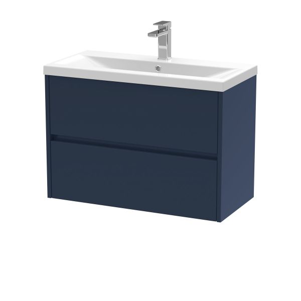 800mm Wall Hung 2-Drawer Unit & Basin 1 - Nuie HAV2906A Blue, Blue colour ,image 1