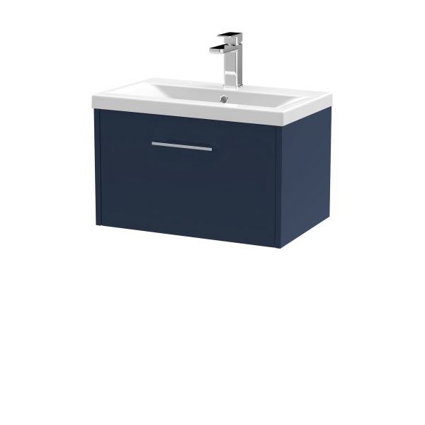 600mm Wall Hung Single Drawer Vanity & Basin 1 - Hudson Reed JNU2922A Blue, Blue colour ,image 1
