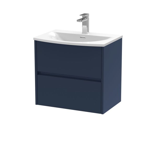 600mm Wall Hung 2-Drawer Unit & Basin 4 - Nuie HAV2904G Blue, Blue colour ,image 1