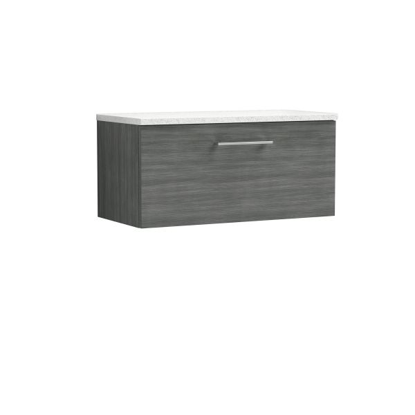 800mm Wall Hung 1 Drawer Vanity & Laminate Top - Nuie ARN525LSW Grey, Grey colour ,image 1