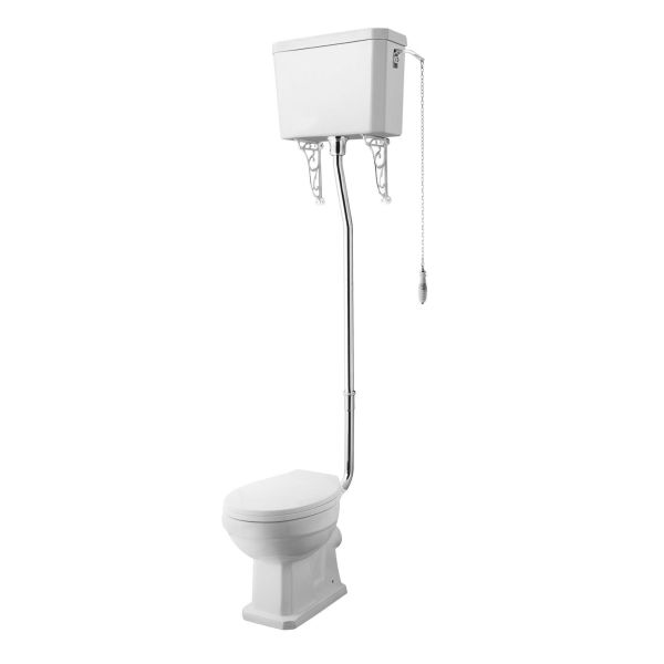 High Level Pan, Cistern & Flush Pipe Kit - Nuie CCT002 White, White colour ,image 1