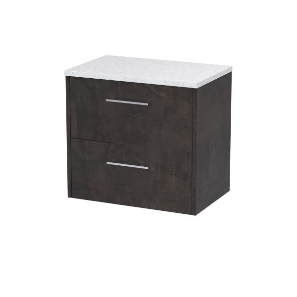 600mm Wall Hung 2 Drawer Vanity & Worktop - Hudson Reed JNU2624LSW Brown, Brown colour ,image 1