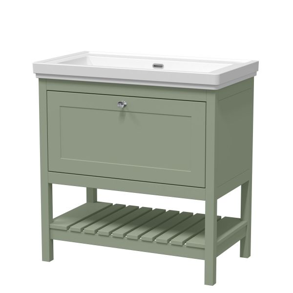800mm Floor Standing Vanity & Basin 0TH - Hudson Reed BEX827H Green, Green colour ,image 1