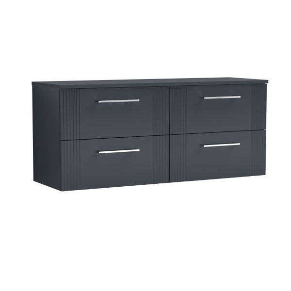 1200mm Wall Hung 4 Drawer Vanity & Worktop - Nuie DPF1493W2 Black, Black colour ,image 1