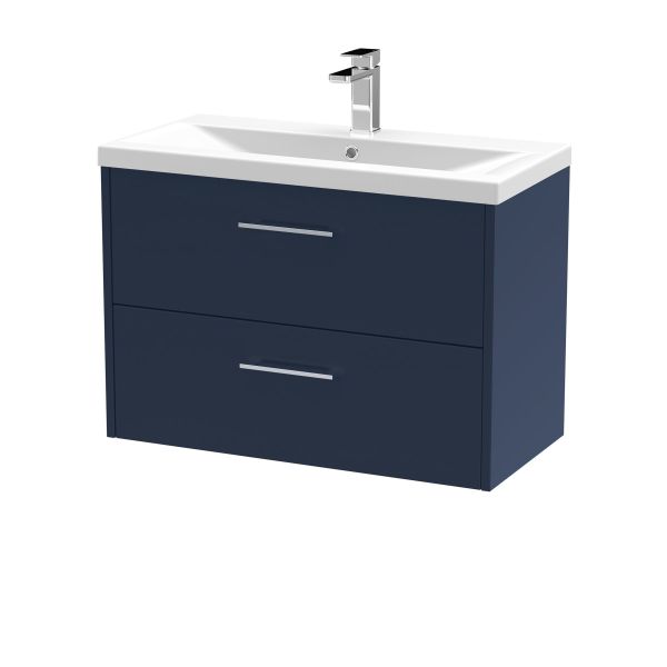 800mm Wall Hung 2-Drawer Vanity & Basin 1 - Hudson Reed JNU2926A Blue, Blue colour ,image 1