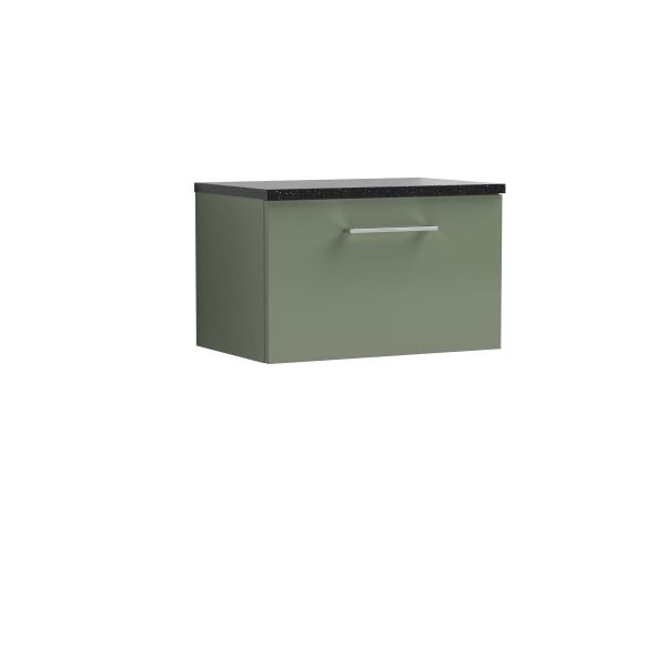 600mm Wall Hung 1 Drawer Vanity & Laminate Top - Nuie ARN822LSB Green, Green colour ,image 1