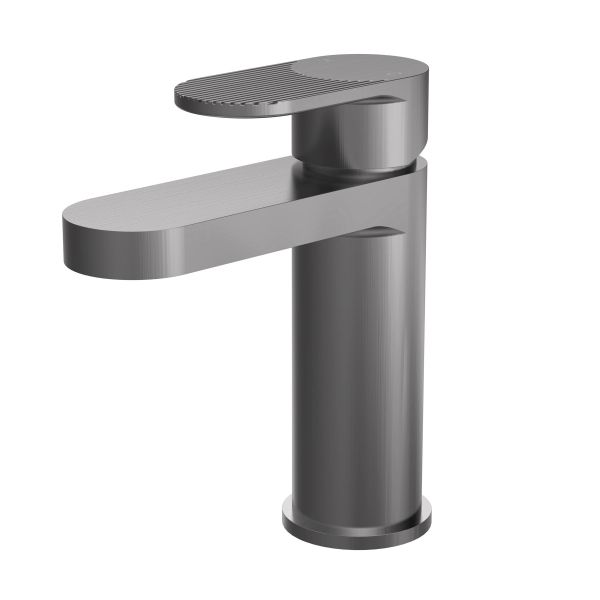 Fluted Mono Basin Mixer with Push Button Waste - Nuie BIN705F Black, Black colour ,image 1