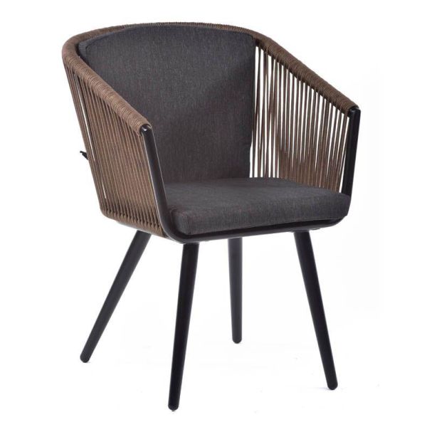 Trafalgar Rope Arm Chair - Full Back With Seat & Back Cushion - Dark Brown, Neutrals colour ,image 1
