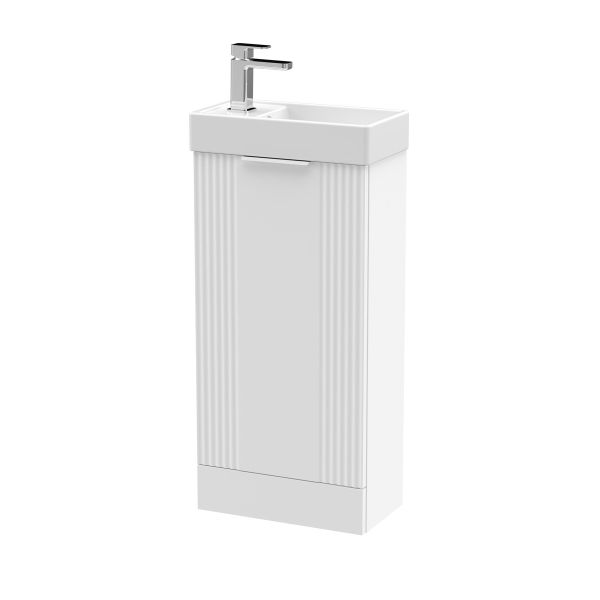 400mm Floor Standing Cabinet & Basin - Nuie FLT120 White, White colour ,image 1