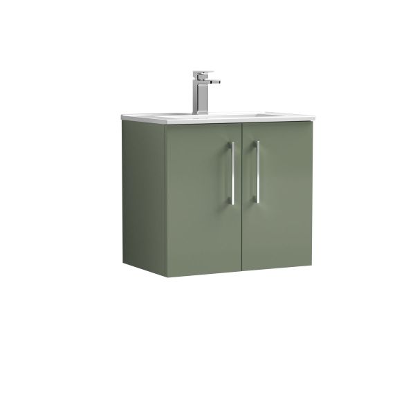 600mm Wall Hung 2 Door Vanity & Basin 2 - Nuie ARN823B Green, Green colour ,image 1