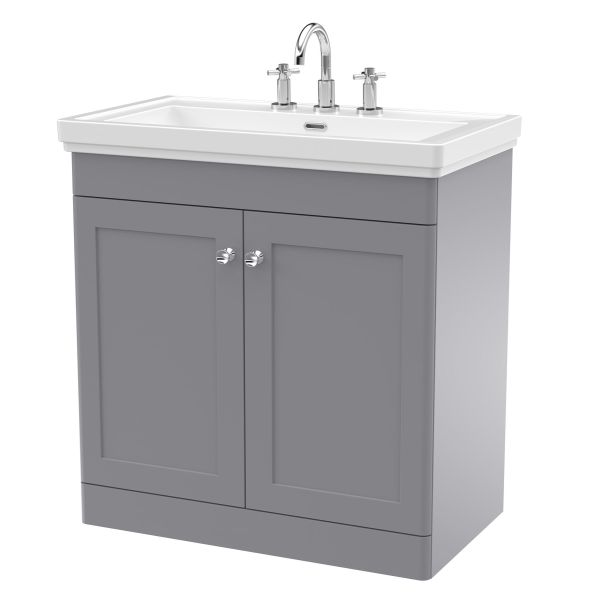 800mm Floor Standing 2-Door Vanity & Basin 3TH - Nuie CLC226B Grey, Grey colour ,image 1