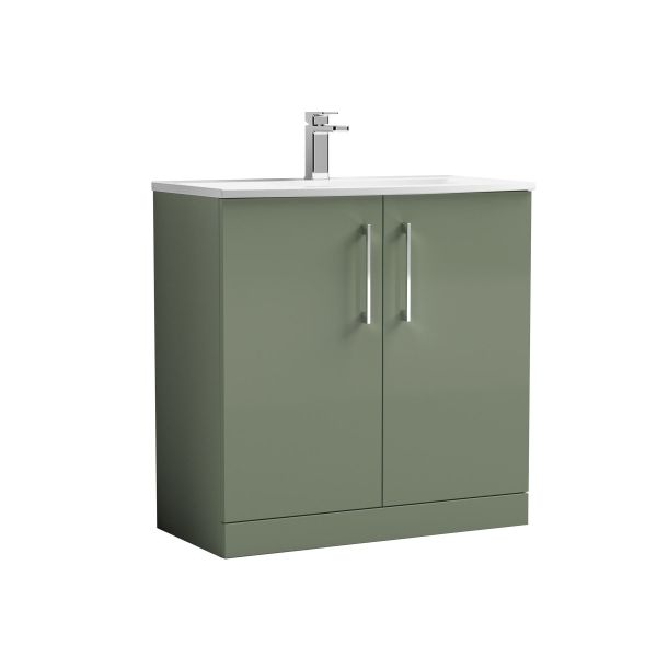800mm Floor Standing 2 Door Vanity & Basin 4 - Nuie ARN805G Green, Green colour ,image 1