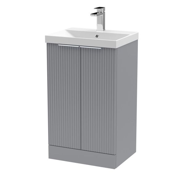 500mm Floor Standing 2 Door Vanity & Basin 3 - Hudson Reed DFF223D Grey, Grey colour ,image 1