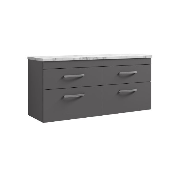 1200 Wall Hung 4-Drawer Unit & Laminate Worktop - Nuie ATH078LCM2 Grey, Grey colour ,image 1