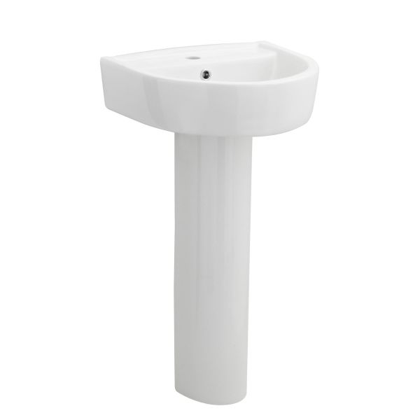 420mm Basin & Pedestal - Nuie CPV001 White, White colour ,image 1