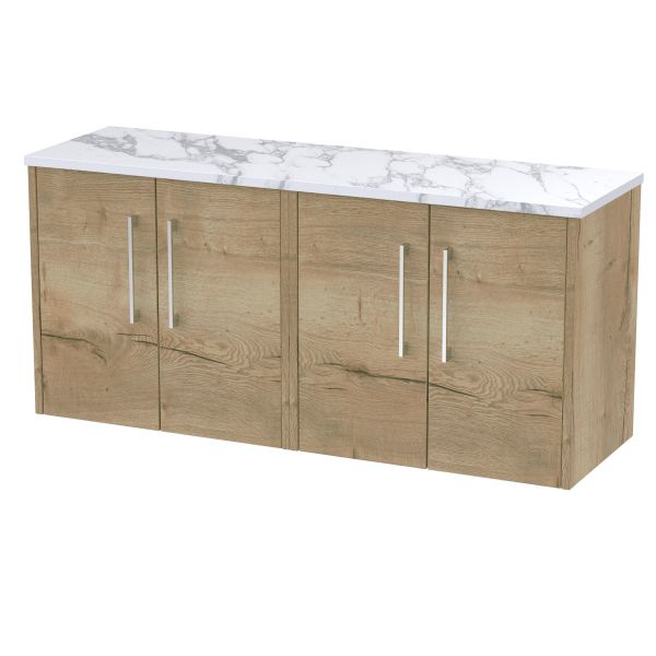 1200 Wall Hung 4-Door Vanity & Laminate Worktop - Hudson Reed JNU1823LCM2 Oak, Oak colour ,image 1