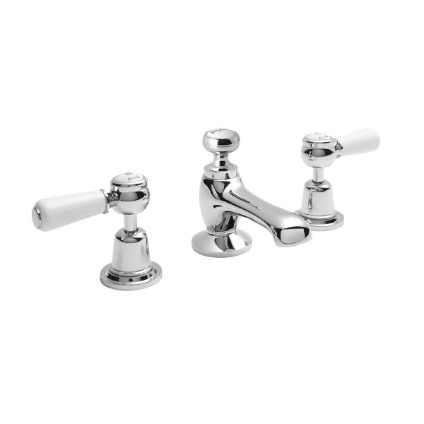 3 Tap Hole Basin Mixer - Hudson Reed BC307DL Chrome, Chrome & White colour ,image 1