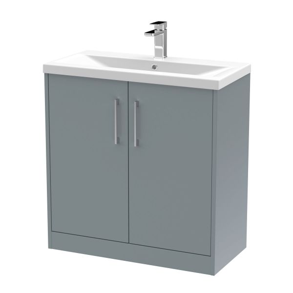 800mm Floor Standing 2 Door Vanity & Basin 1 - Hudson Reed JNU2305A Grey, Grey colour ,image 1