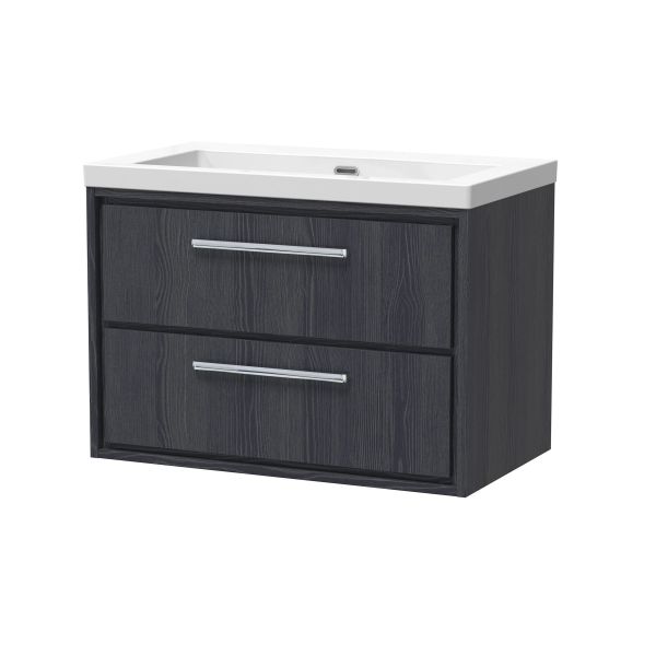 800mm Wall Hung 2-Drawer Vanity with Basin - 0 Tap Hole - Hudson Reed LIL2226K Grey, Grey colour ,image 1