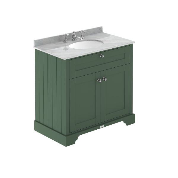 800mm Cabinet & Marble Top (3TH) - Hudson Reed LOF832 Hunter Green, Green colour ,image 1
