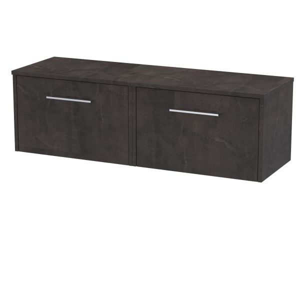 1200mm Wall Hung 2 Drawer Vanity & Worktop - Hudson Reed JNU2622W2 Brown, Brown colour ,image 1