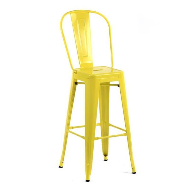 Tolix Style 850 x 450 Metal Garden High Chair - Yellow, Yellow colour ,image 1