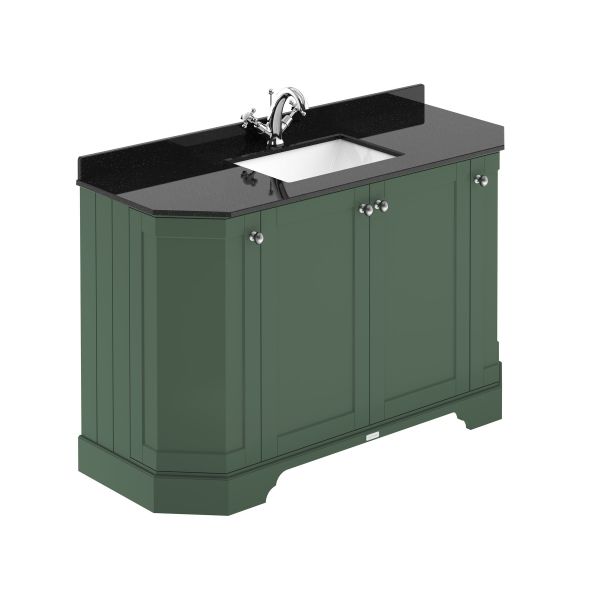 1200mm 4-Door Angled Unit & Marble Top 1TH - Hudson Reed LOF862 Hunter Green, Green colour ,image 1