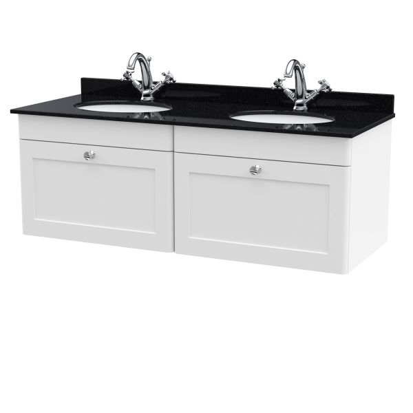 1200mm Wall Hung 2 Drawer Vanity & Marble Top - Nuie CLC194BR2 White, White colour ,image 1