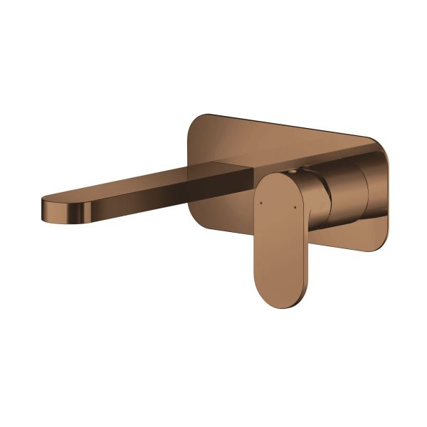Wall Mounted 2 Tap Hole Basin Mixer With Plate - Nuie BIN1528 Brass, Brass colour ,image 1