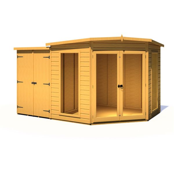 Barclay 8 x 12 Summerhouse With Side Shed, Brown colour ,image 1