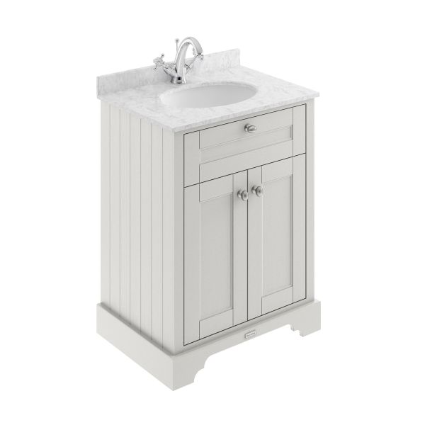 600mm Cabinet & Marble Top (1TH) - Hudson Reed LOF423 Timeless Sand, Grey colour ,image 1