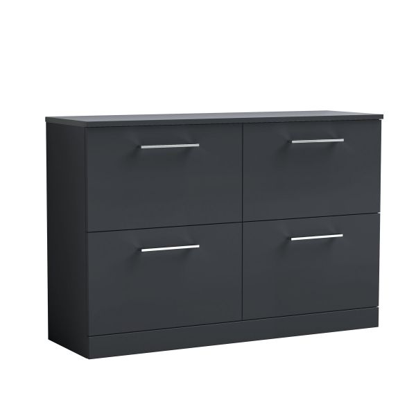 1200mm Floor Standing 4 Drawer Vanity & Worktop - Nuie ARN1433W2 Black, Black colour ,image 1