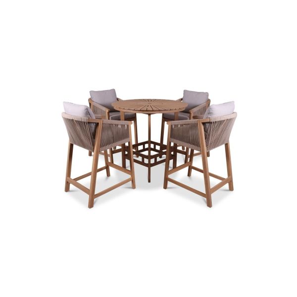 Roma 4 Seat Rope Bar Set With Deluxe Chairs, Brown colour ,image 1