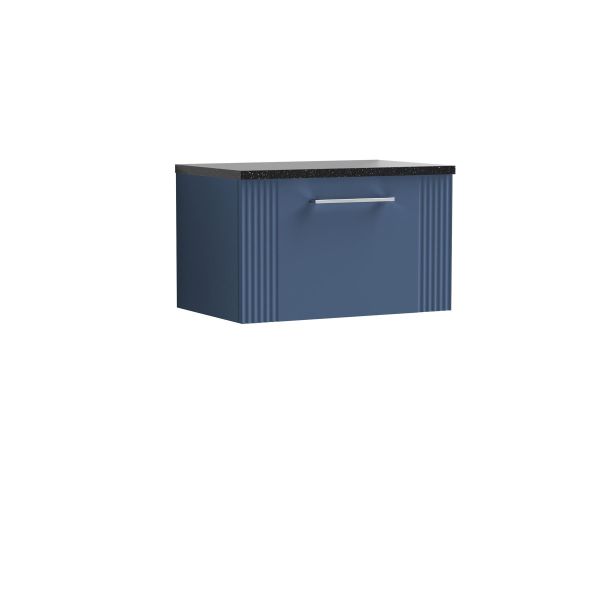 600mm Wall Hung Single Drawer Vanity & Laminate Top - Nuie DPF394LSB Blue, Blue colour ,image 1